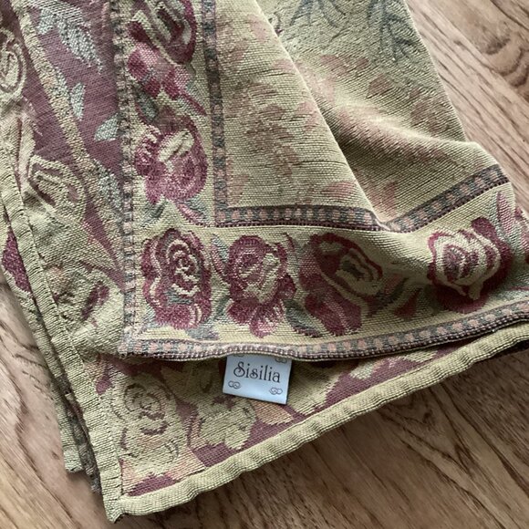 SISILIA Cotton Chenille Throw Blanket Baroque Rose Floral Tapestry Cottage 56x56 - Picture 5 of 5